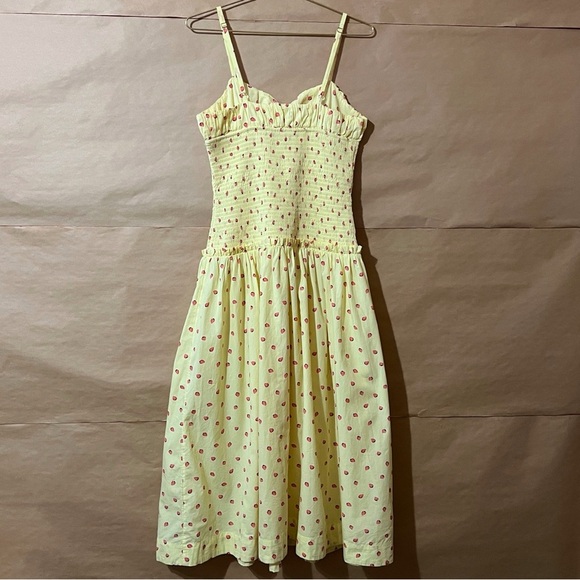 Free People | Strawberry Lemon Combo Lavender Daze Midi Dress Smocked Size S - Picture 10 of 14